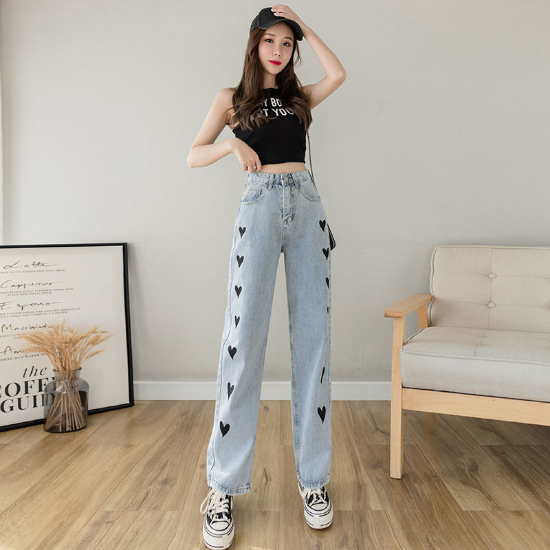 Title 2, High-waisted Love Printed Jeans Women Are Thin ...