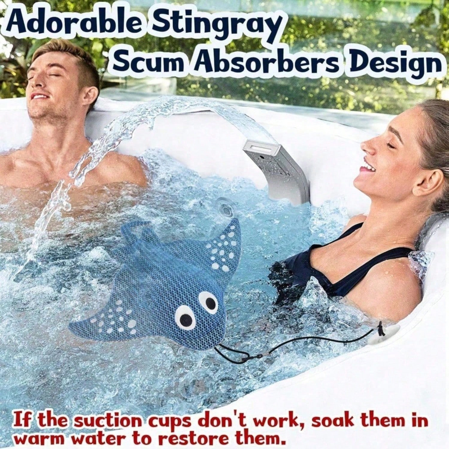Stingray Turtle Design Floating Scum Cleaner, 3D Honeycomb Mesh Washable Reusable Sponge For Hot Tub Spa Pool Bathtub, Effectively Absorbs Oils Scum, Maintains Water Clarity And Extends Filter Life