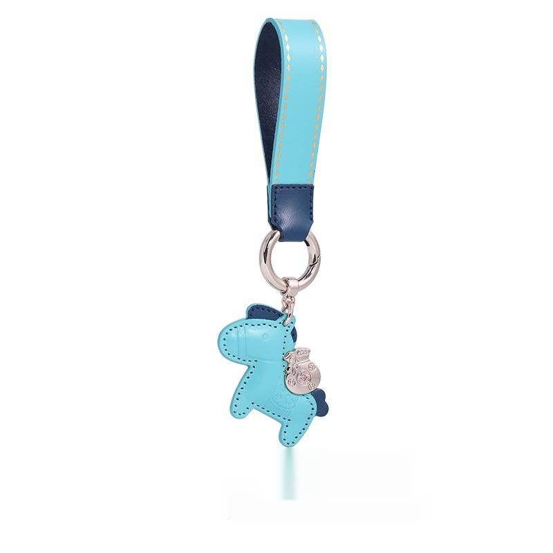 Genuine Leather High end Keychain Immediately Rich Cowhide Vehicle use Key Chain Sky Blue - Shop at LoveMi