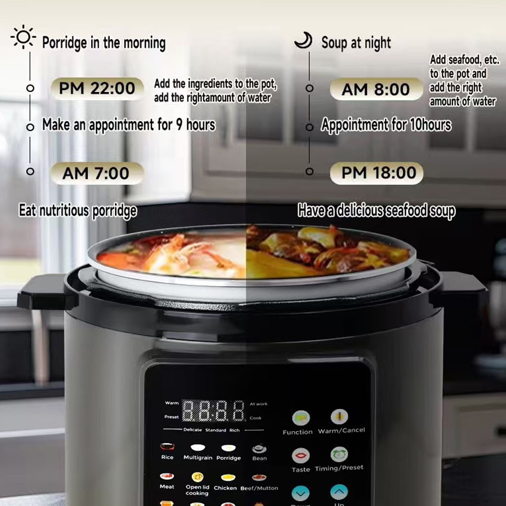 6L Digital Electric Pressure Cooker 12-in-1 Non Stick 24H Preset 1500W UK — image 4