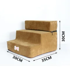 Pet Stairs Steps Cat And Dog Climb Stairs 3 Stairs Pet Bed Stairs - Khaki - View 1
