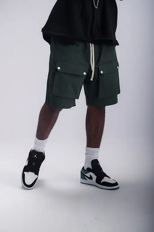 Nylon Shorts With Elastic Waistband And Large Pockets