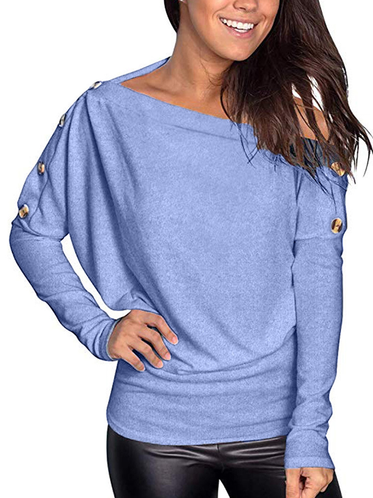 Title 2, Comfortable long-sleeved one-shoulder T-shirt w...