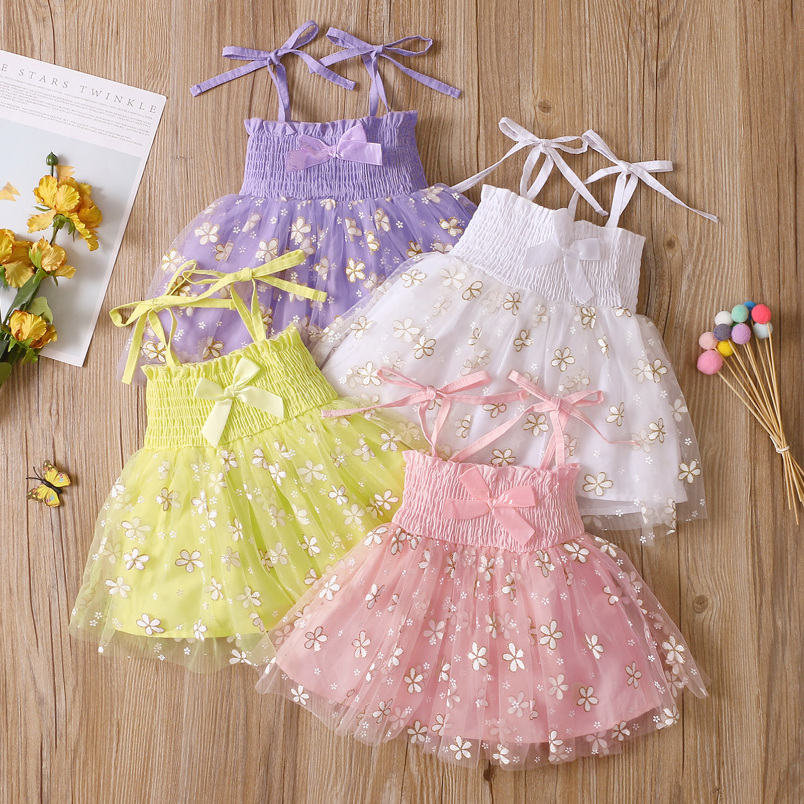 Children's 4-color Suspender Mesh Skirt