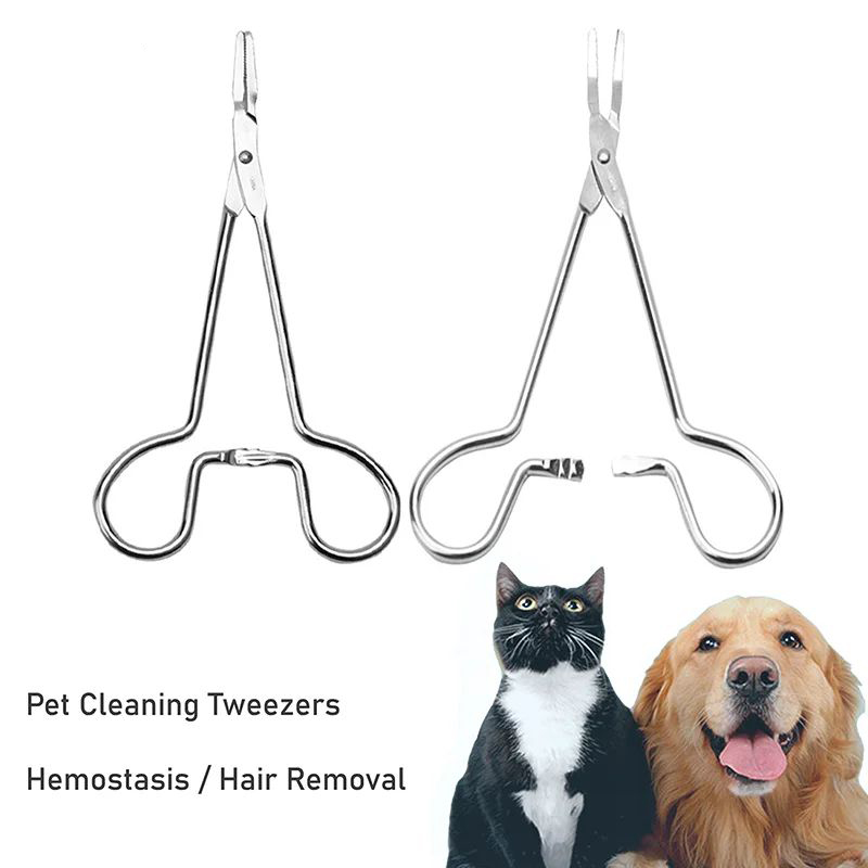 Pet Cat Dog Tweezers Hemostasis And Hair Removal Ear Cleaning Tweezers Needle Seat For Pet Hair Cleaning Ear Tweezers