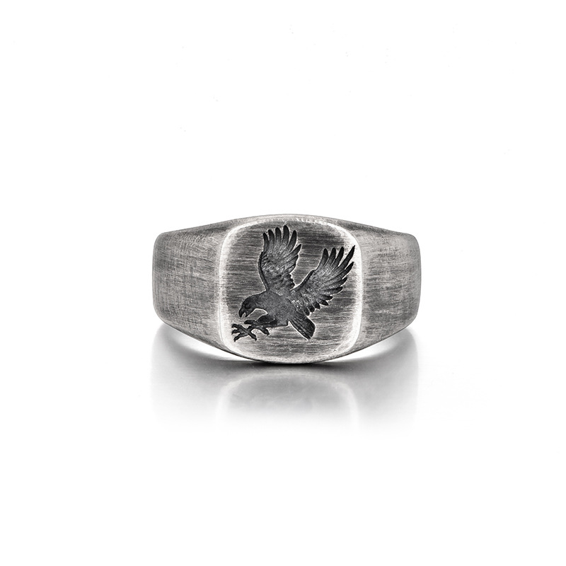 Title 2, Anillo de plata tailandesa con águila vintage p...