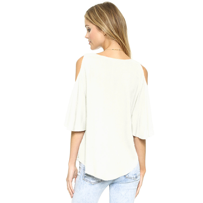 Title 3, Loose Sleeve Sleeve Off-Shoulder Round Hem Mid-...