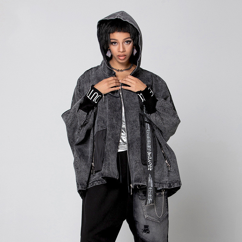 Cotton Letter Hooded Short Loose Women's Coat