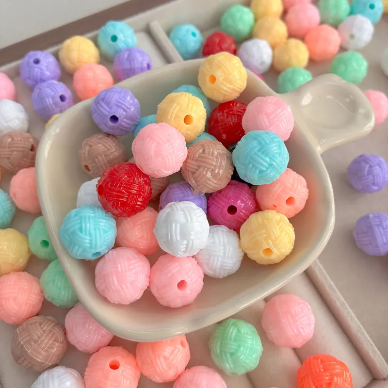 Woven Textured Acrylic Round Spacer Beads