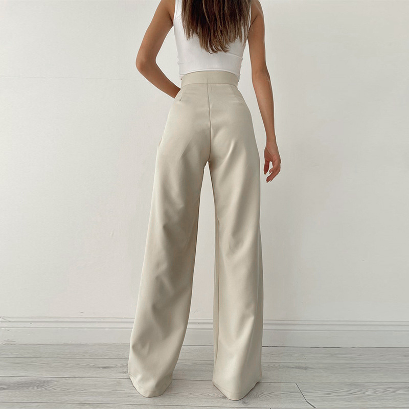 Fall Winter Commuter Mopping Wide Leg Trousers