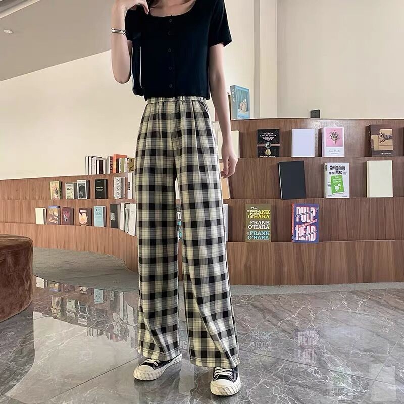 Title 4, Plaid Wide Leg Pants Women Casual Pants