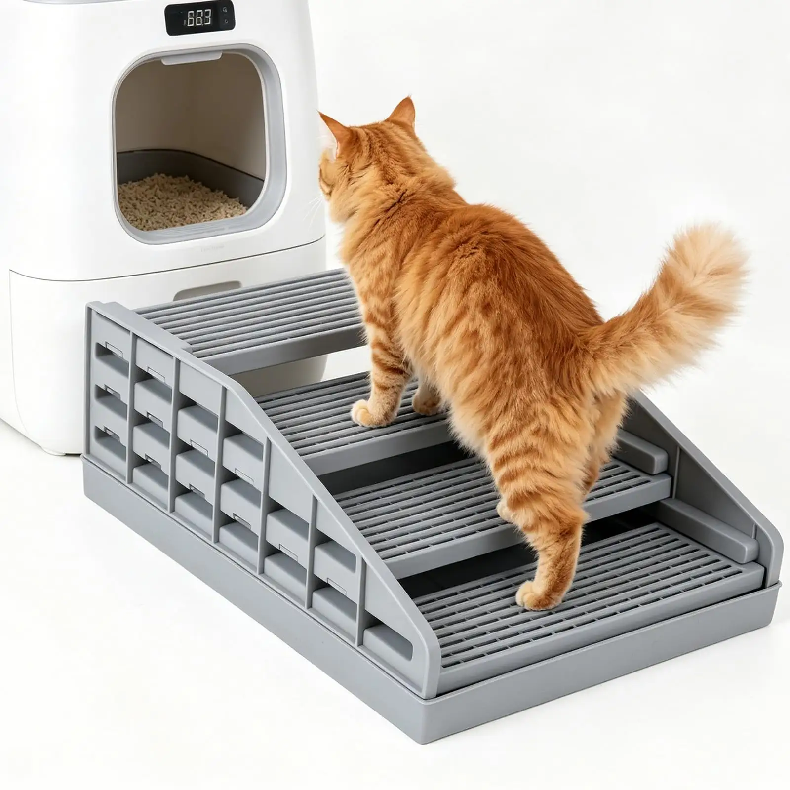 Adjustable Litter Box Ramp, Elevated Cat Ramp