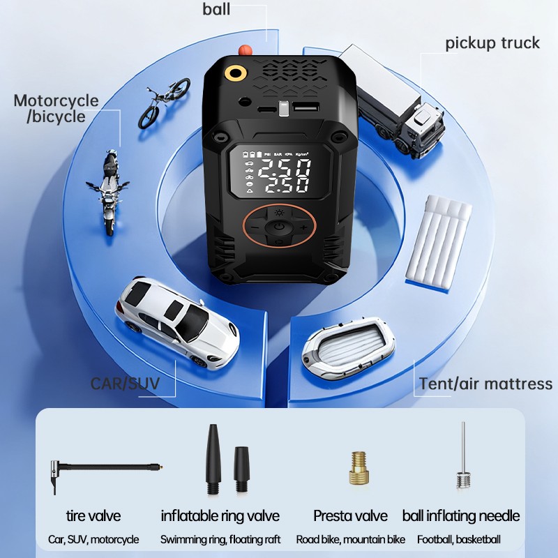 Electric Air Pump Tyre Inflator Portable Compressor For Bike Motorcycle Car — image 8