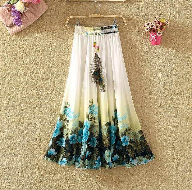 Title 7, National Printed Chiffon Skirt Lightweight and ...