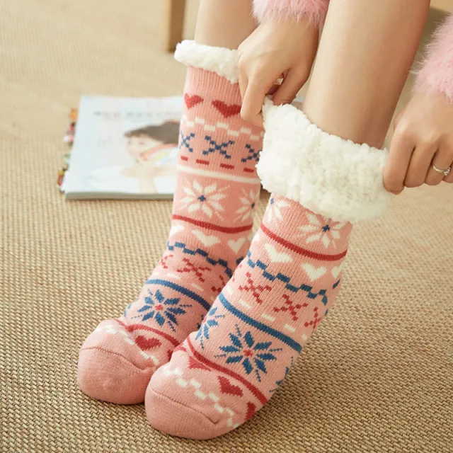 Warm and thick Plush sleeping socks Pink - Shop at LoveMi
