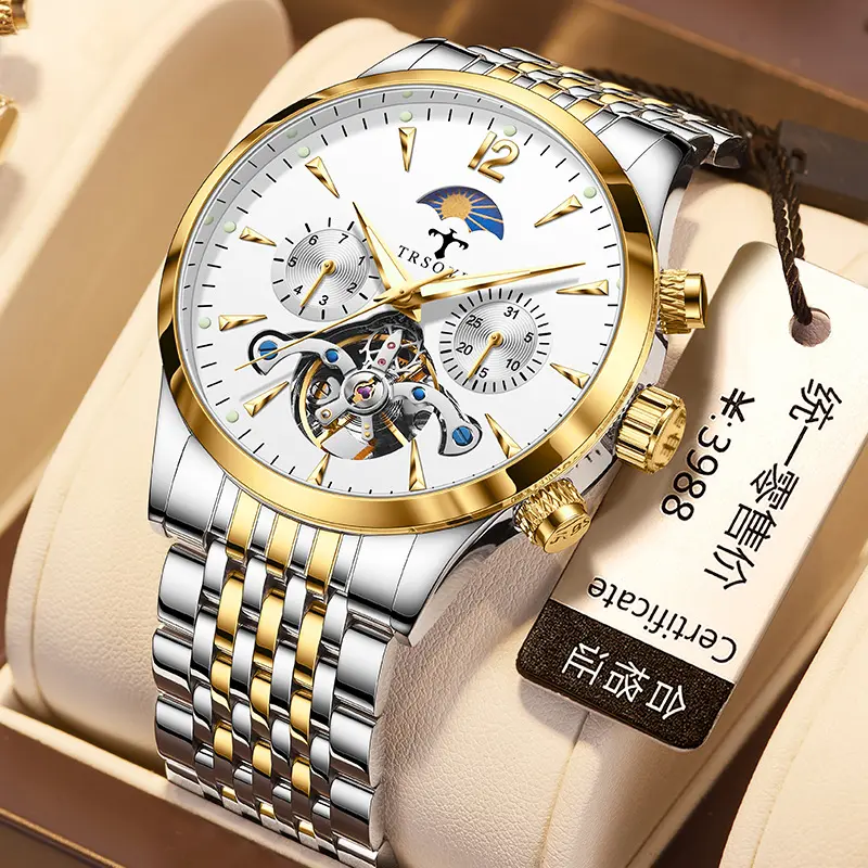 Men's Tourbillon Luminous Waterproof Hollow Out Mechanical