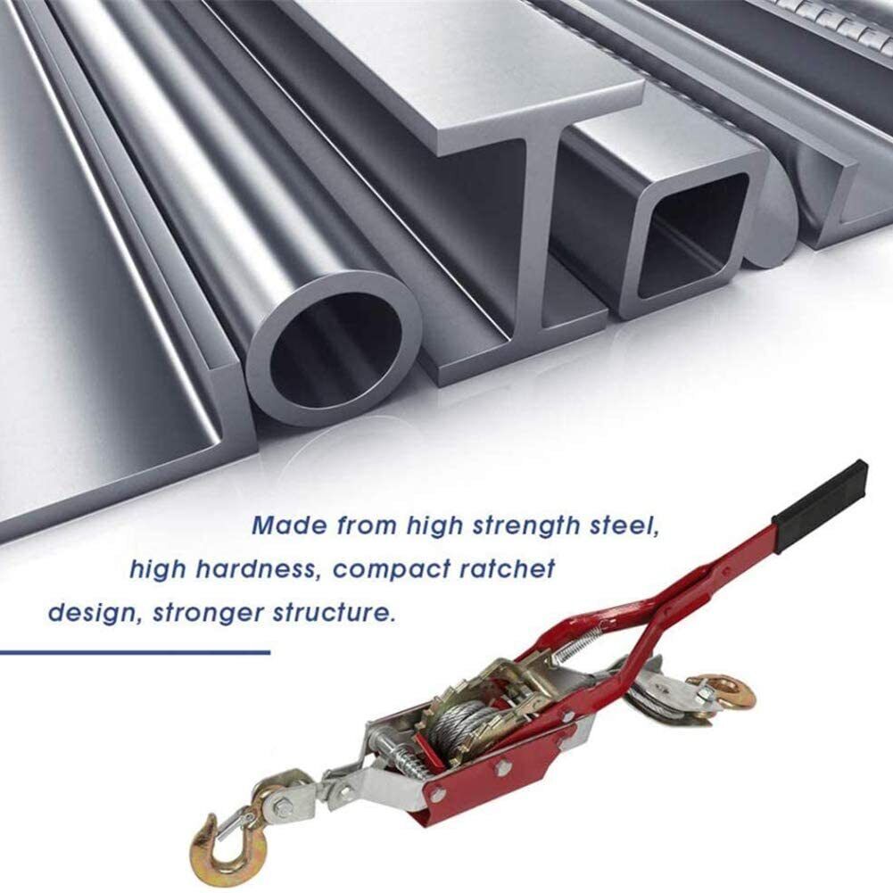 4 Ton Dual Gear Power Puller Heavy Duty 2 Hook Cable Puller Hand Winch Turfer 12