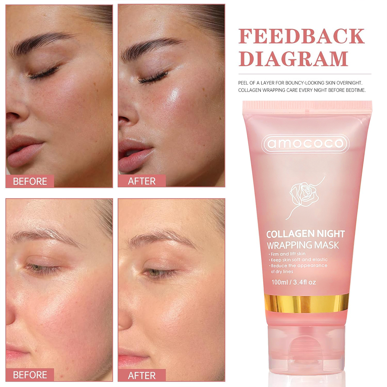 Only Supports Self Pickup With Waybill Collagen Night Wrapping Mask  Firm & Lift Skin, Keep Soft & Elastic, Reduce Dry Lines