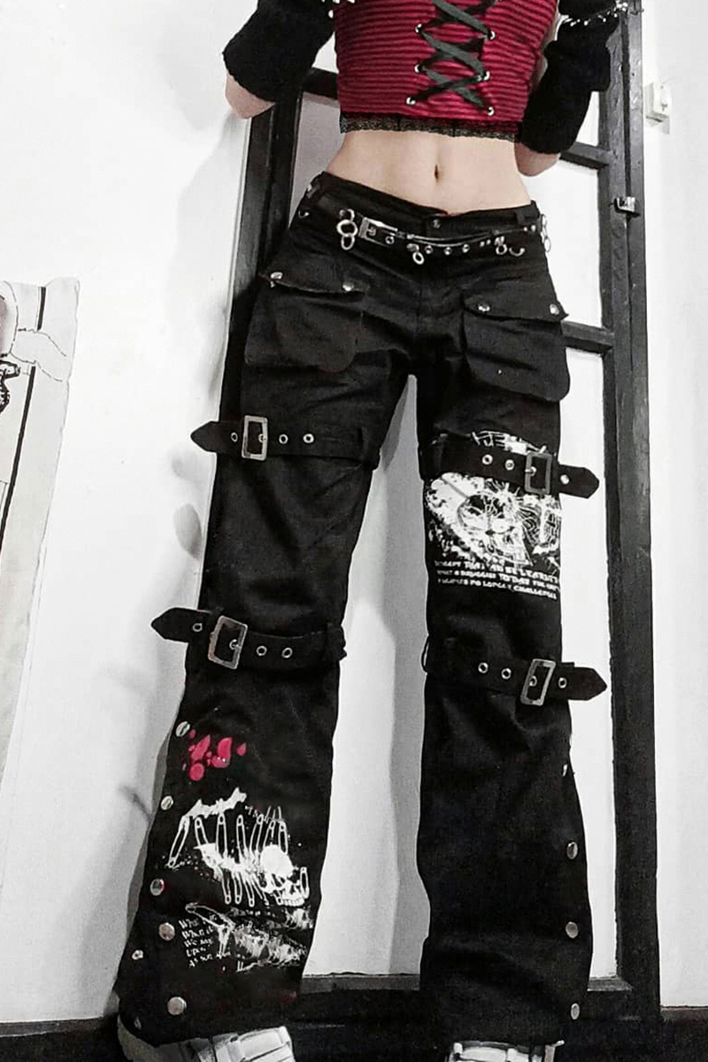 Title 5, Little Devil Punk Style Leather Buckle Graffiti...