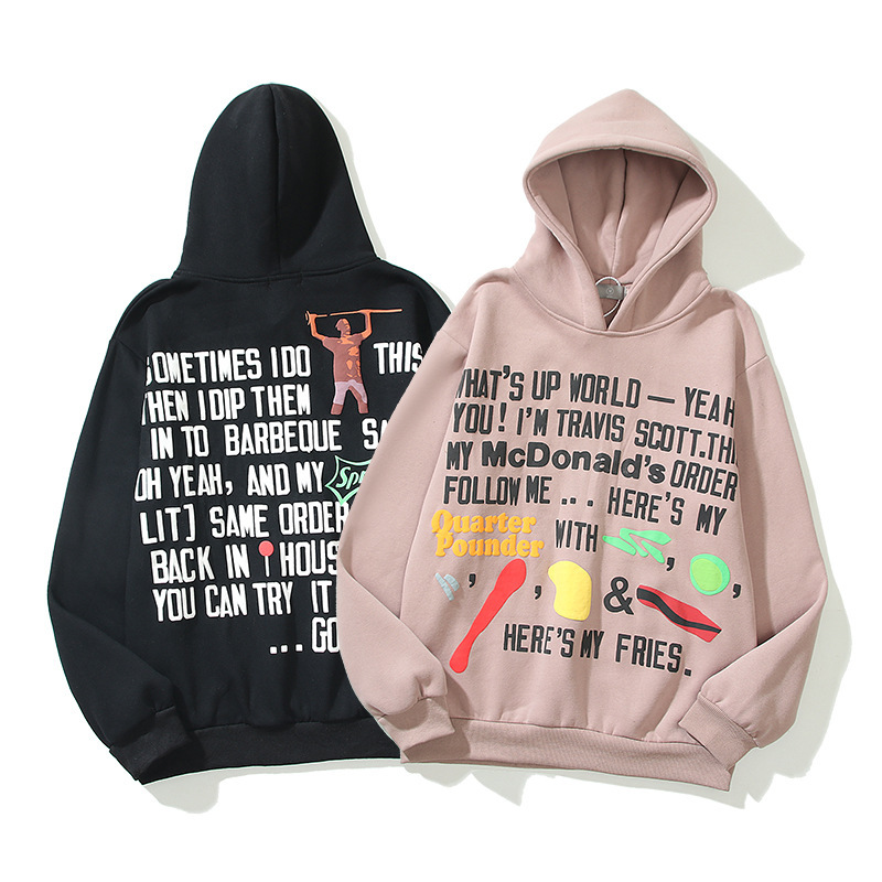 Hip Hop Foam Letter Print Plus Fleece Casual Hoodie