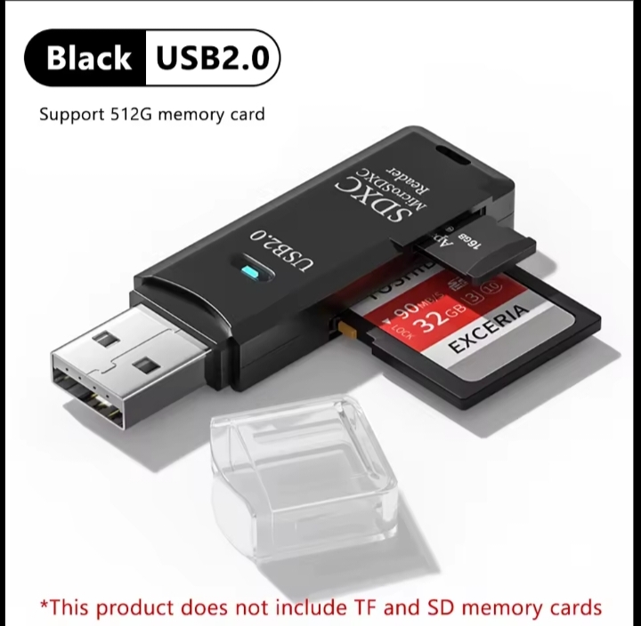 SuperSpeed USB 3.0 Dual Slot Card Reader 512G Support For PC & Laptop