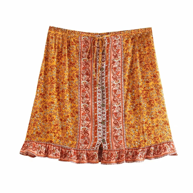 Title 4, Printed cardigan high-waist skirt