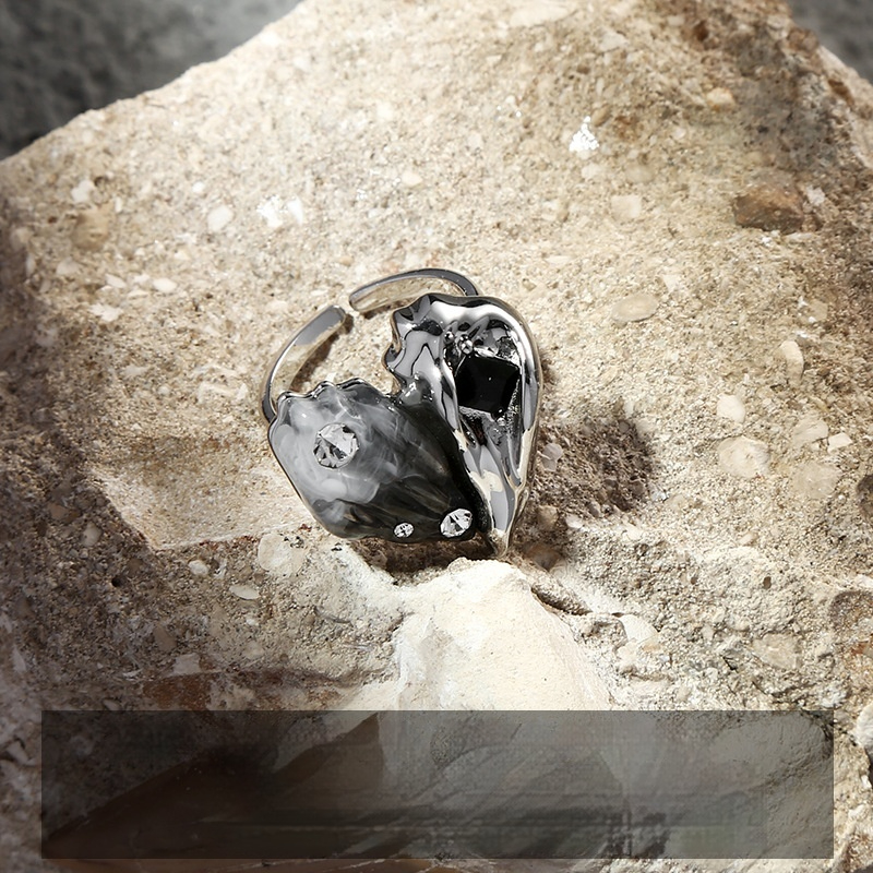 Lava Fold Love Heart-shaped Ring Hip Hop Hot Girl Temperament Wild Index Finger Ring