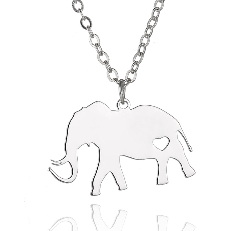 Stainless Steel Cute Elephant Pendant Animal Necklace