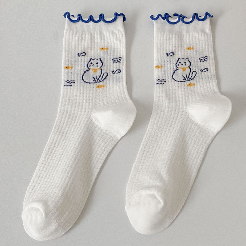 Title 6, Mesh Tube Socks White Cute Japanese Style