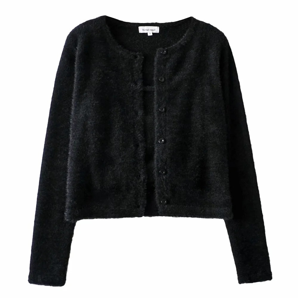 Mohair Knitted Cardigan Coat Top Suspender Vest Suit