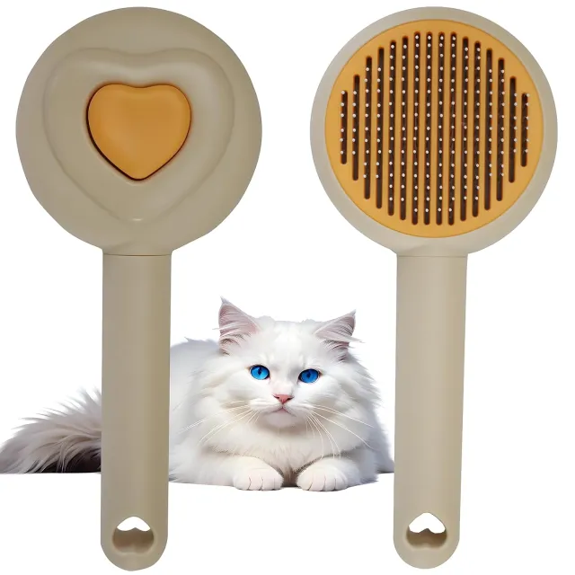Pet Beauty Hair Removal Comb Cat Brush One Click Release Care Cat Comb Dog Hair Removal Brush Yellow - Shop at LoveMi