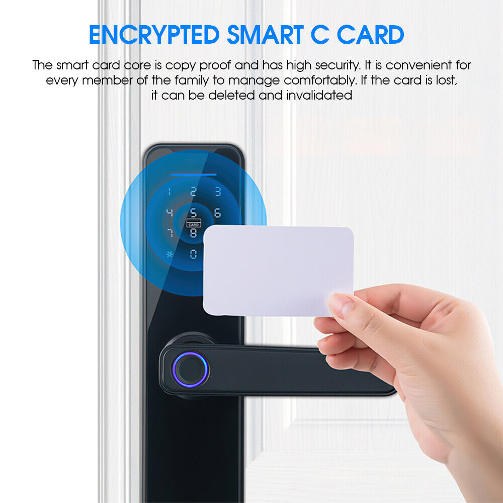 Electronic Bluetooth Door Lock T Uya APP Fingerprint Card Password Key Entry Lock 3