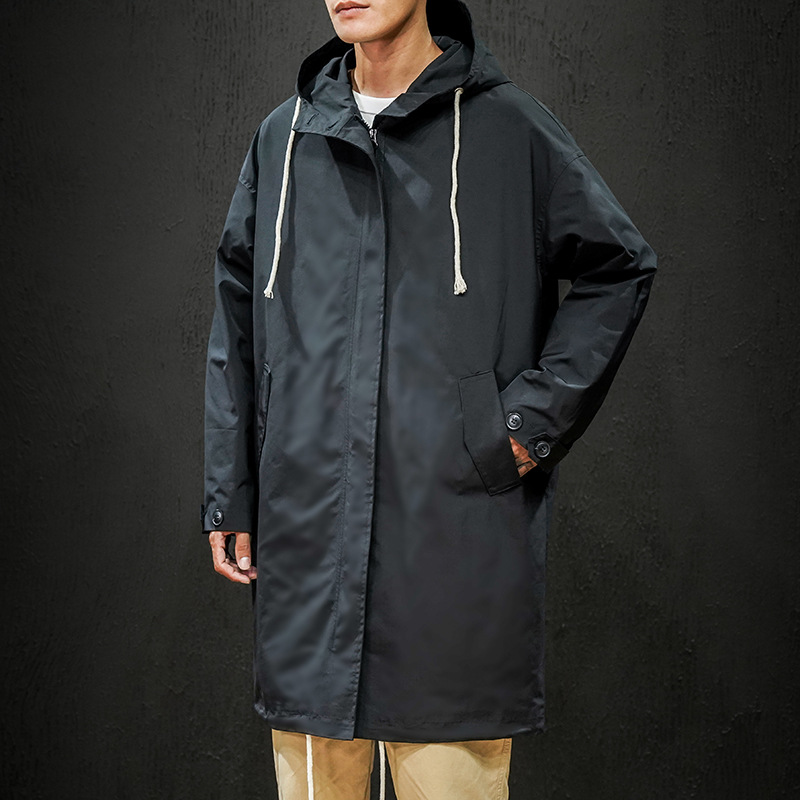Men's Trench Coat Large Size Pure Color Slim Korean Jacket