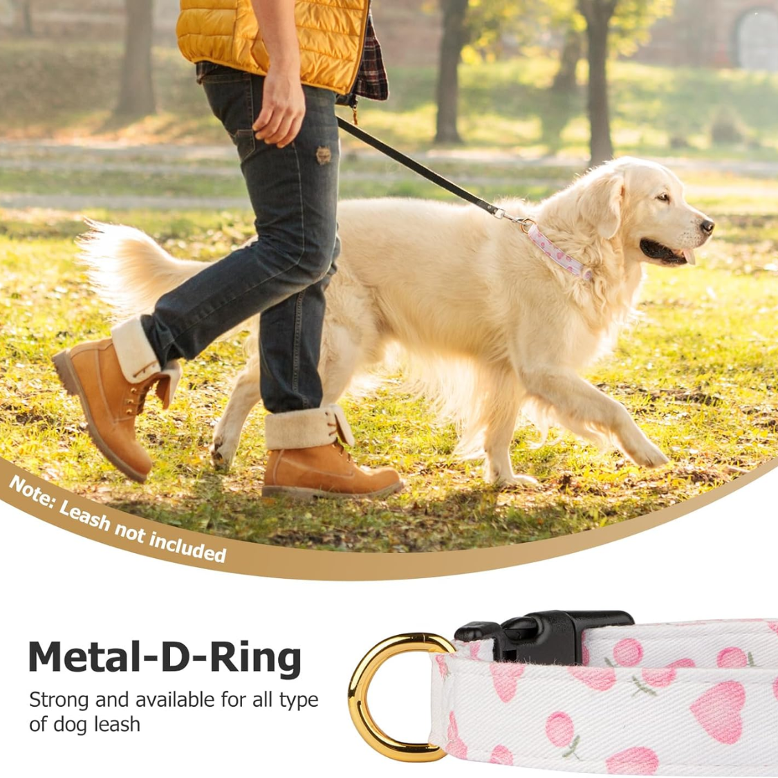 Collier pour chien blanc et rose à cœurs avec pendentif