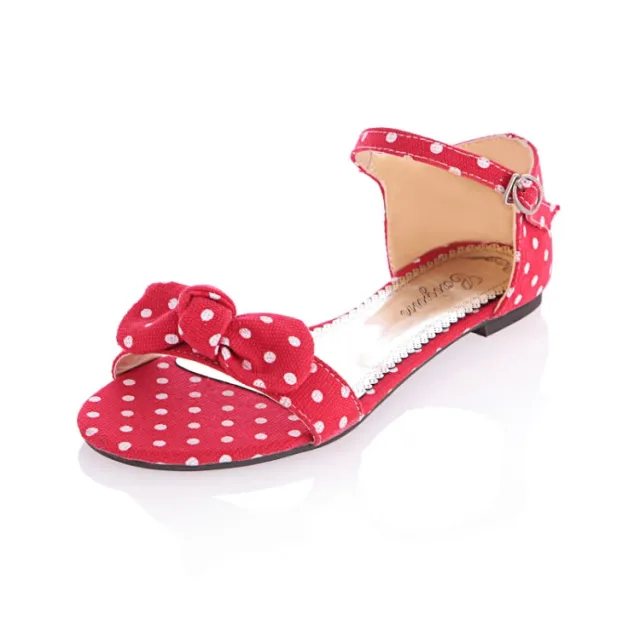 Women's Polka Dot Bow Flat Shoes Red - Shop at LoveMi