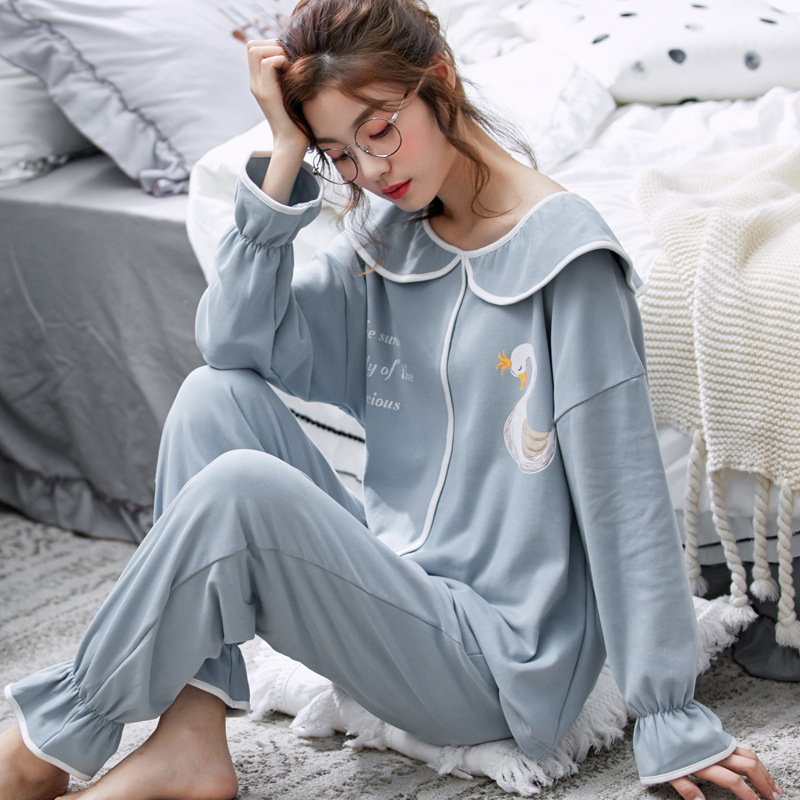 Title 4, Pajamas ladies cotton long-sleeved autumn and w...