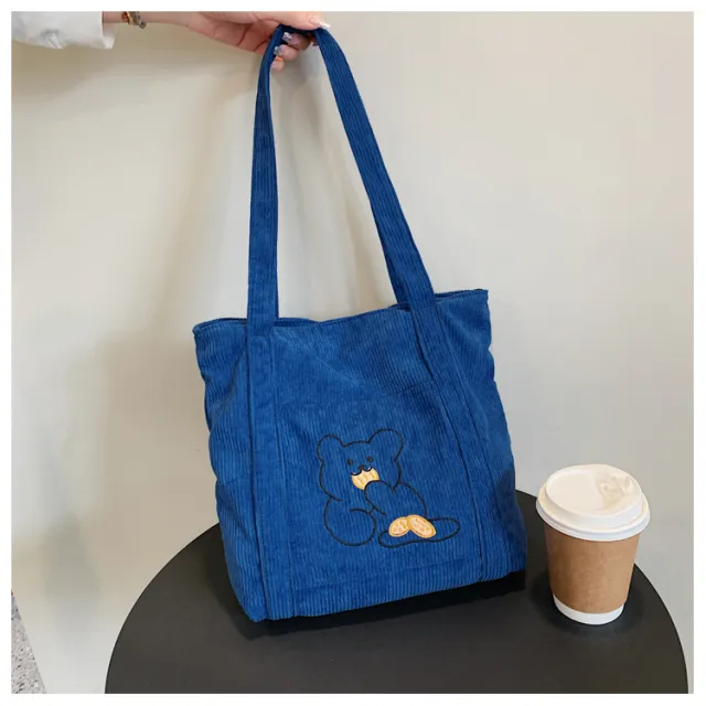 Female Cartoon Embroidered Shoulder Bag Japanese Series Blue - Shop at LoveMi