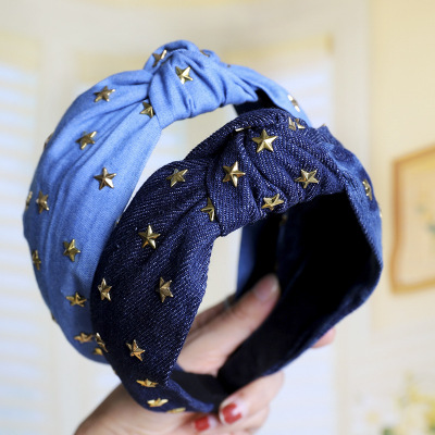 Title 15, Denim art hot diamond star knotted headband