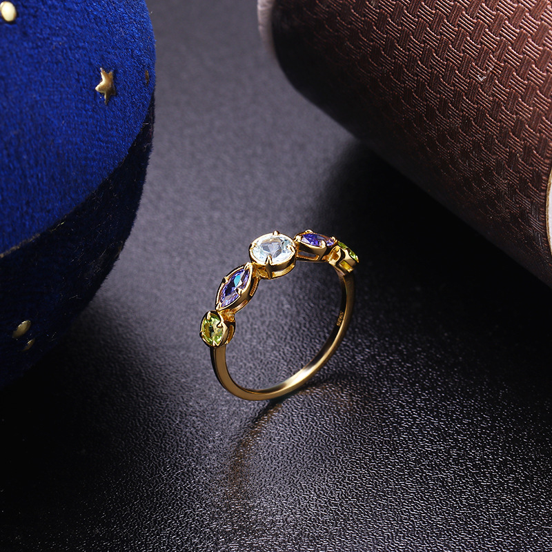 Sky Blue Topa Geometric Ring