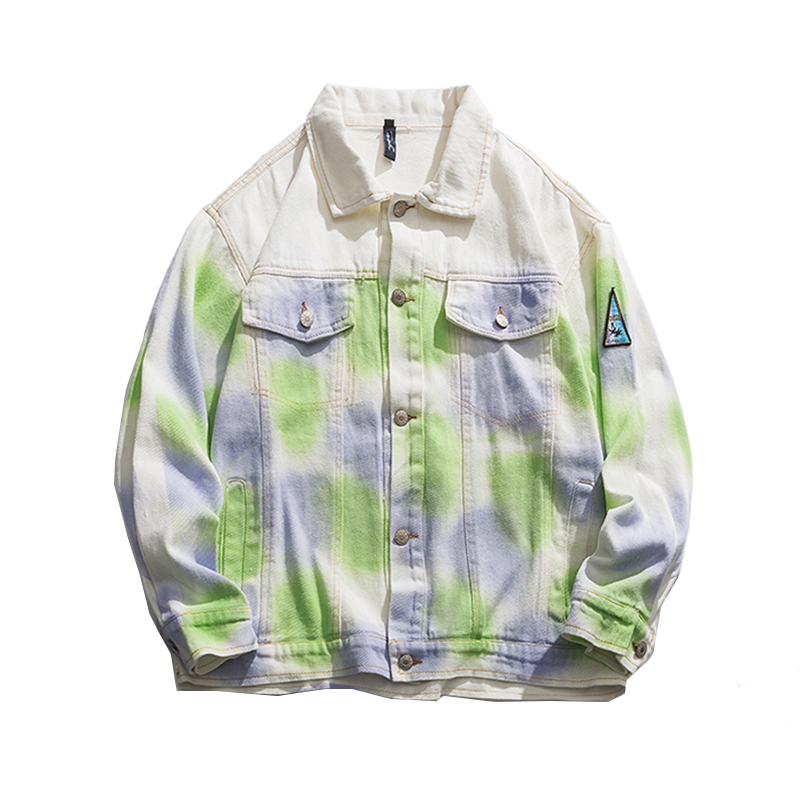 Tie-dye Splash-ink Lapel Jacket Loose College Style Couple All-match Blouse Short Jacket