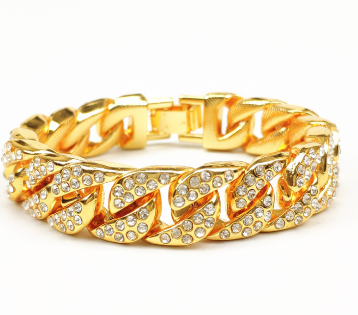 Full Diamond Cuban Chain Men's Bracelet Domineering Cool Trendy Bracelet — foto 6