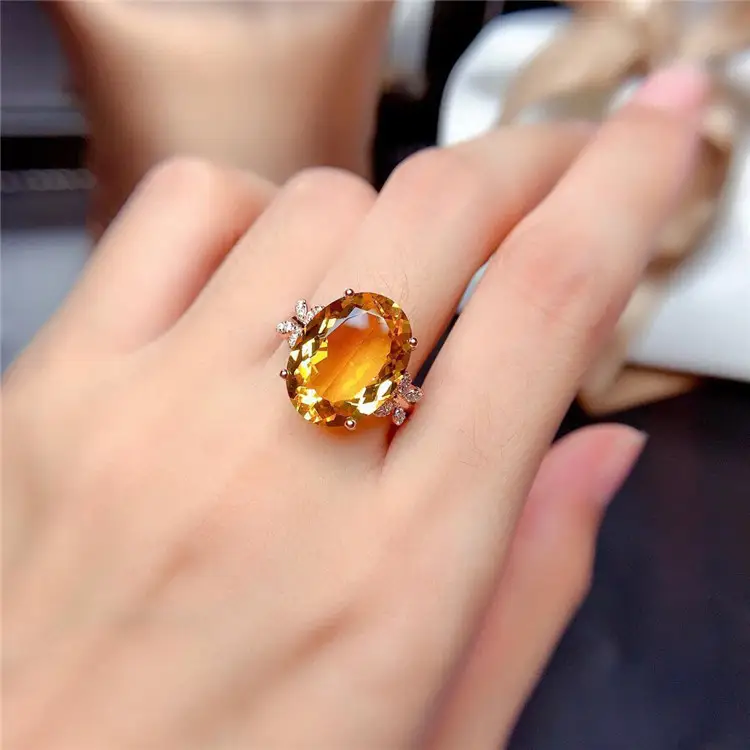 Simple And Atmospheric Natural Lucky Citrine Ring