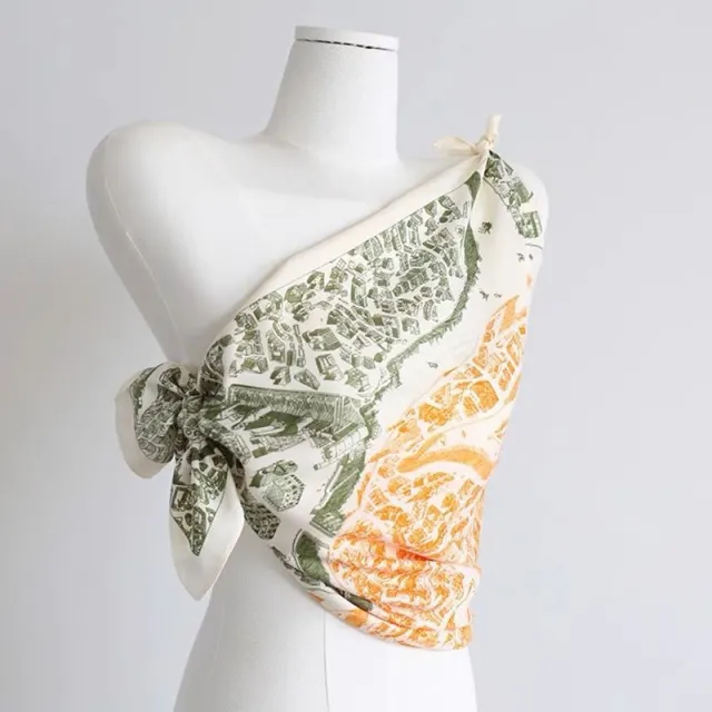 Women's Silk Scarf Strap Retro Tube Top Sun Protection Green Steed - Shop at LoveMi