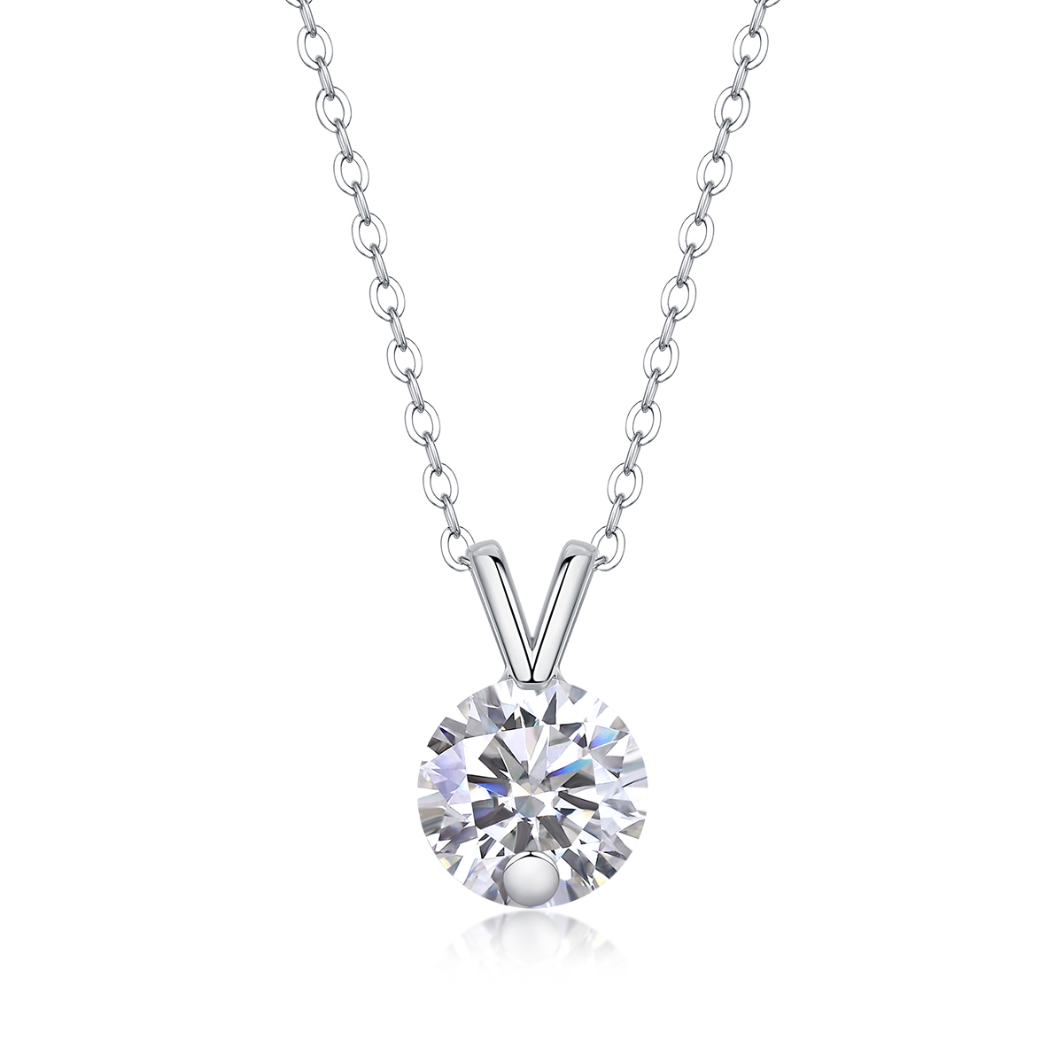 1V-shaped - A Fashionable And Luxurious Diamond Jewelry Piece Set With 2-carat Moissan Diamond S925 Sterling Silver And Platinum-plated Pendant Prohibit TikTok sales