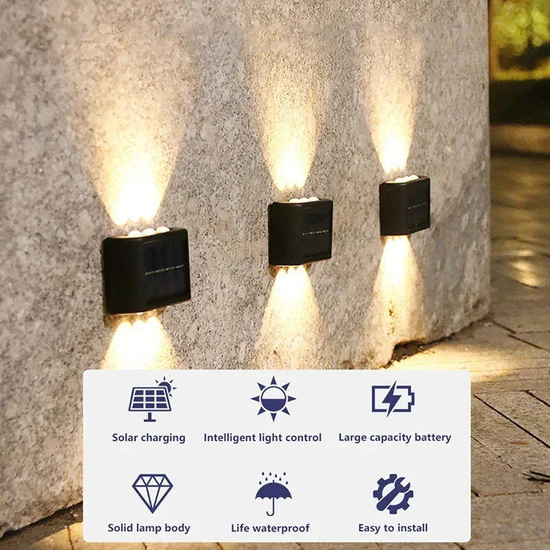 4PCS Solar Wall Lamp Outdoor Waterproof Powered Light UP And Down Illuminate — image 5