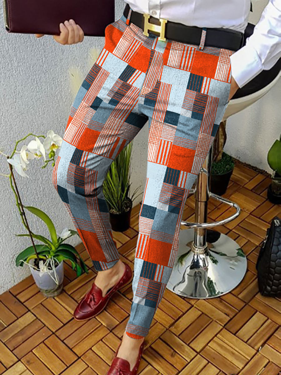 Title 7, Autumn Pattern Print Casual Fashion Suit Pants,...