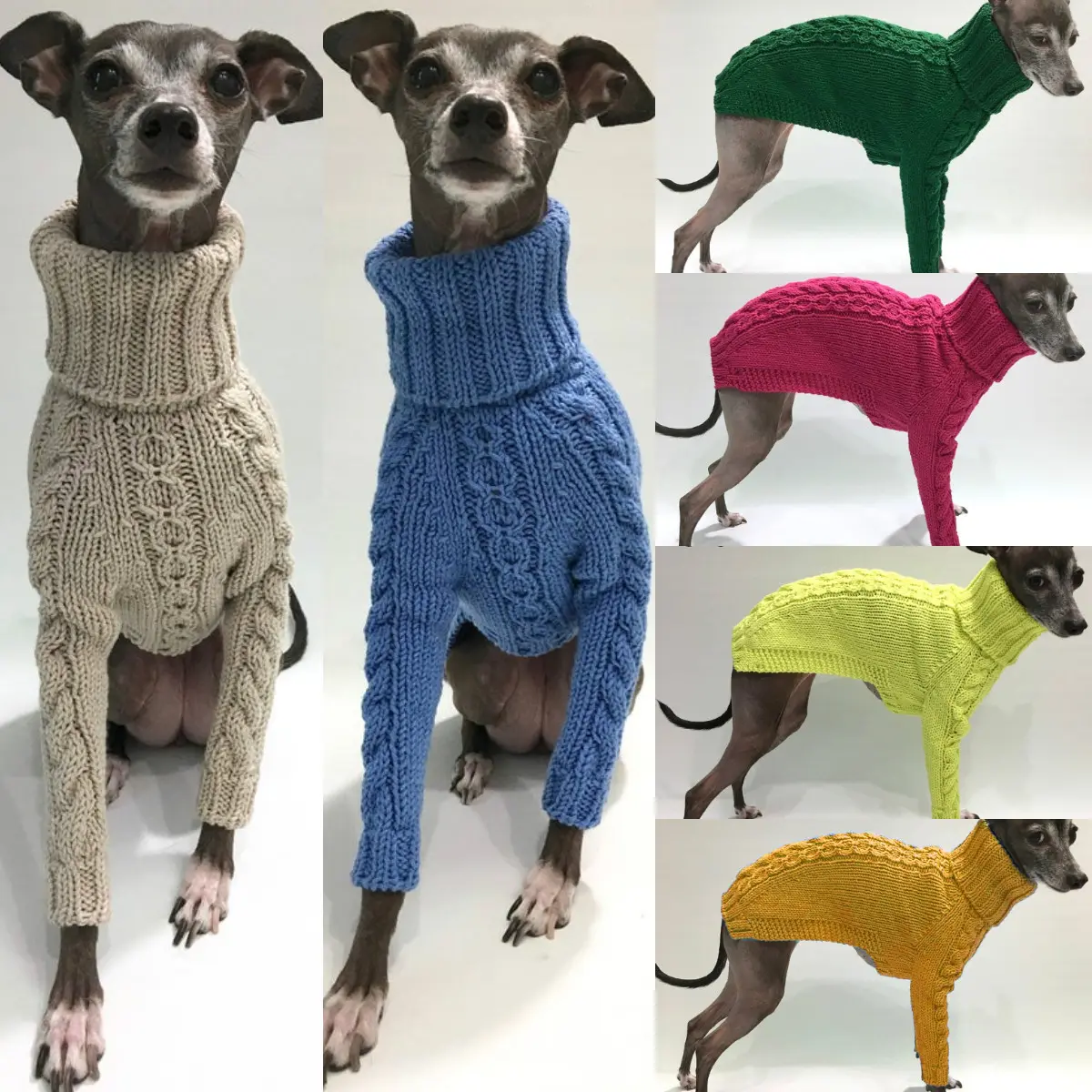 Winter Solid High Collar Dog Sweater Pet