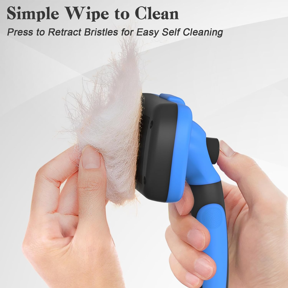 Swihauk Self Cleaning Slicker Brush  Skin Friendly Deshedding Grooming Tool For Dogs Cats  Suitable For Shedding  Haired Pets With Pet Supplies Accessories  Blue thumbnail 4