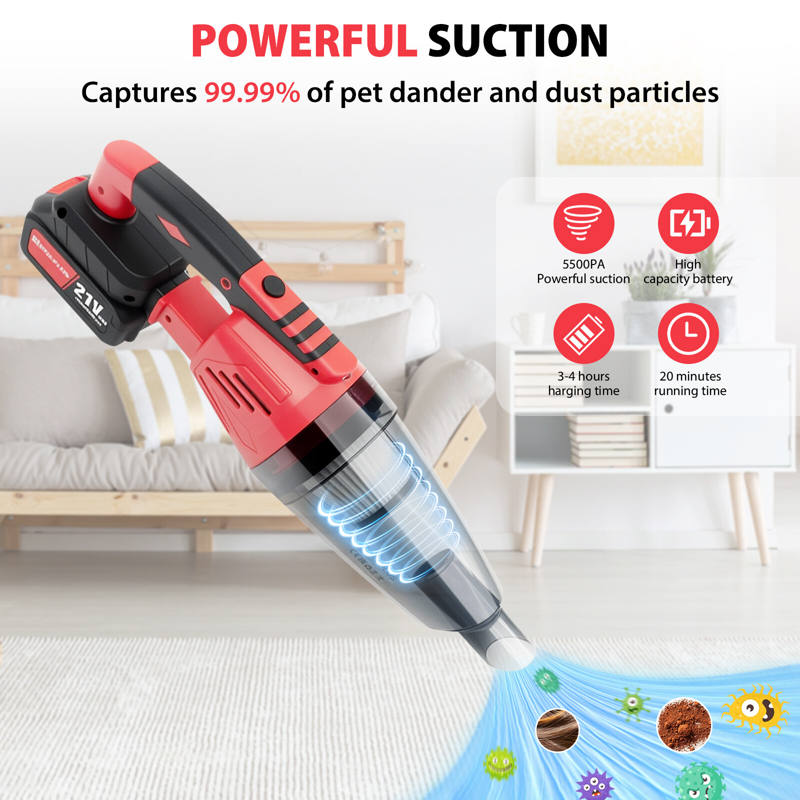 Powerful Car Vacuum Cleaner Wet Dry Cordless Strong Suction Handheld Cleaning — image 12