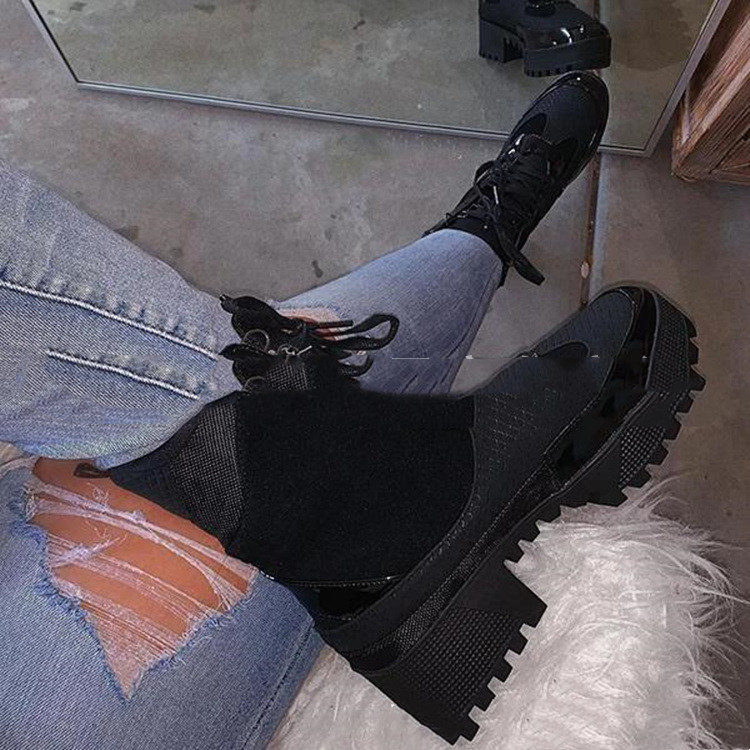 European And American Martin Boots Belt Buckle Thick Heel